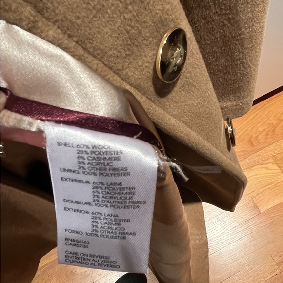 Calvin Klein camel wool/cashmere blend mid-length coat. Sz 6. Only worn twice. - Picture 9 of 9